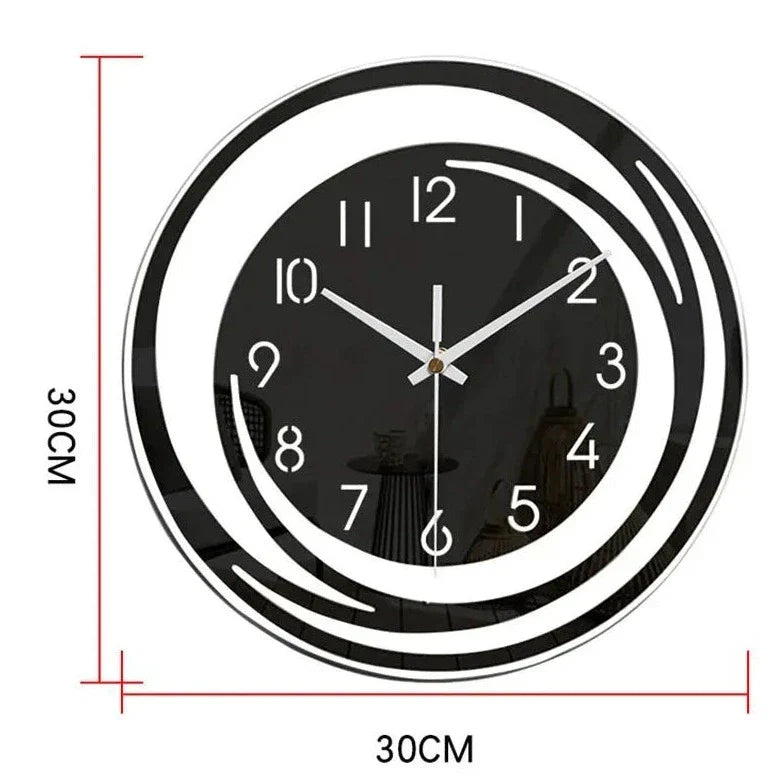 Brehn | Acryl Wanduhr - Skandinavisches Design - Schwarz - Uhr