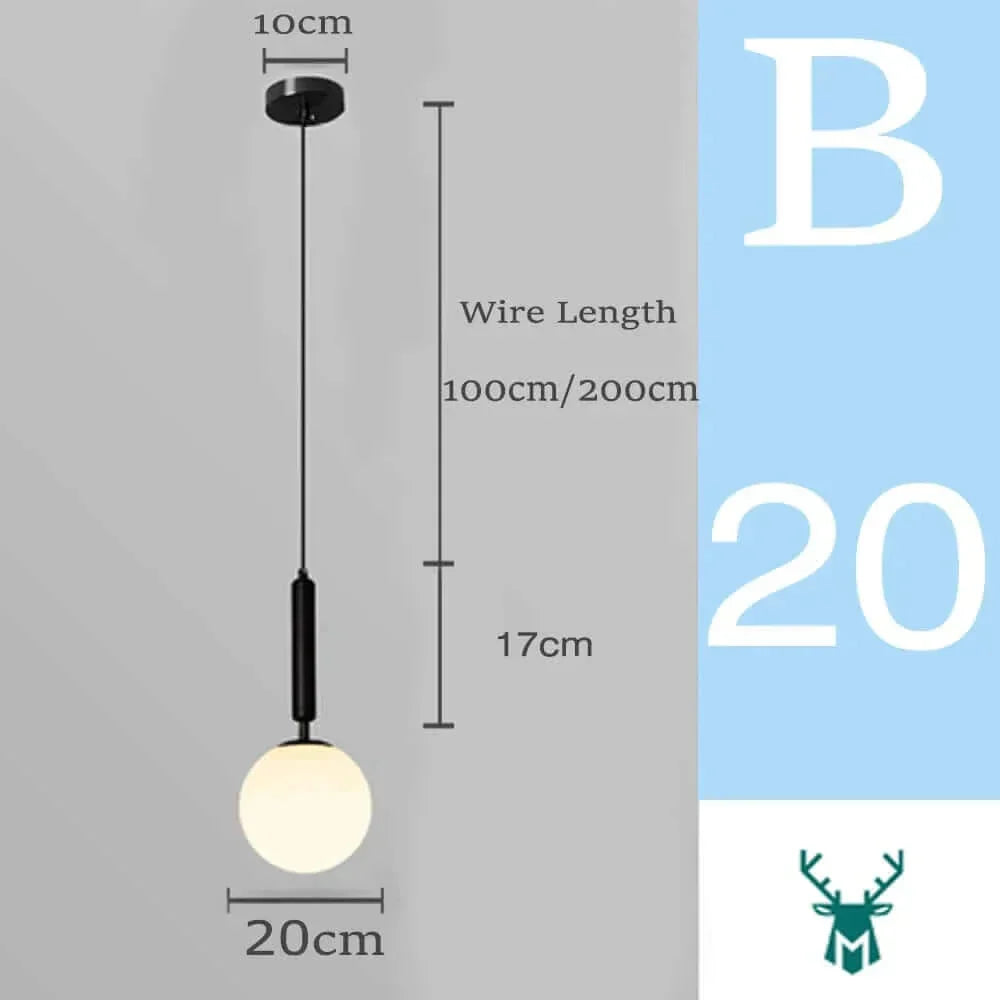 Brehn | Mid-Century Modern Glas Ball Pendelleuchte