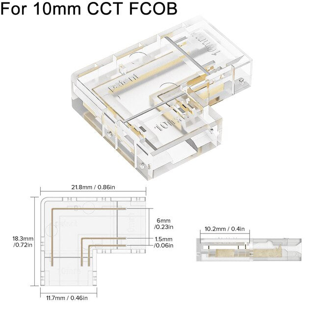VIvolux | L-förmiger transparenter LED-Streifenverbinder