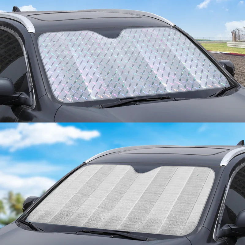 Brehn | SOLVEX Auto-Sonnenblende | UV-Schutz & Hitzeschutz für Front- und Heckscheibe | Alufolie reflektierend | Universell passend