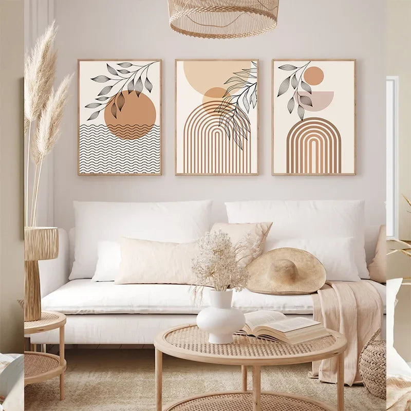 Minimalistische Terrakotta Sonnen abstrakte Wandkunst Fine Art Leinwanddrucke moderne Bilder für Wohnzimmer Schlafzimmer Galerie Wandkunst Dekor | Brehn