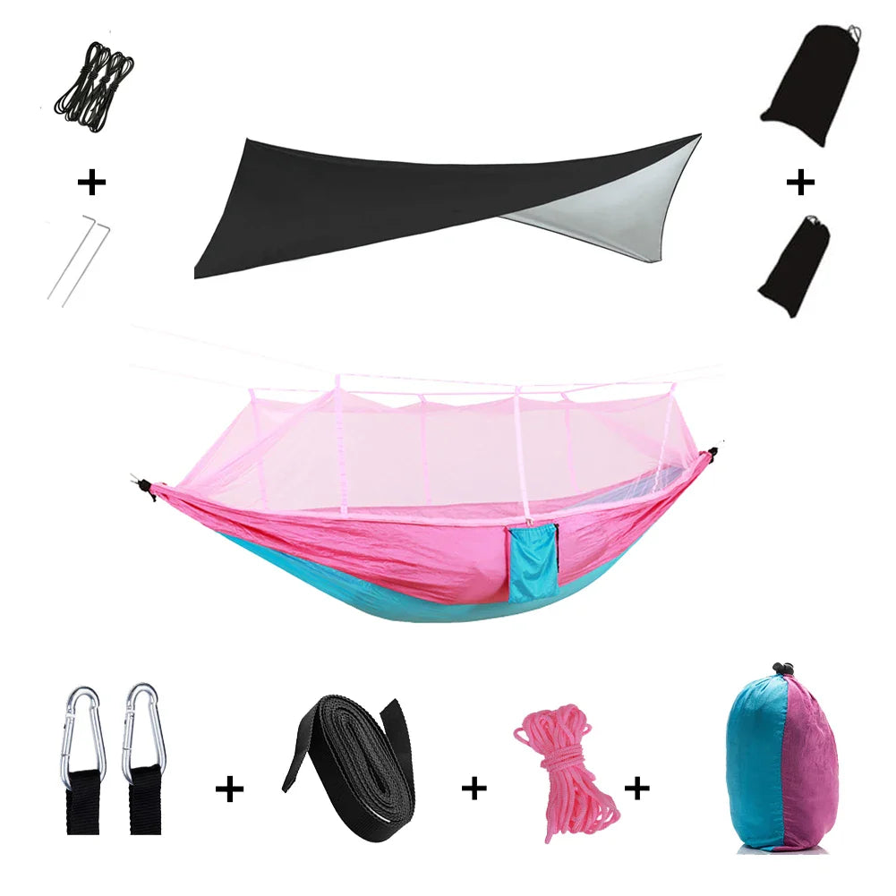 Brehn | Trekviva Camping-Hängematte | Integriertes Moskitonetz & Regendach | Ultraleicht & Reißfest | 3-in-1 Outdoor Lösung