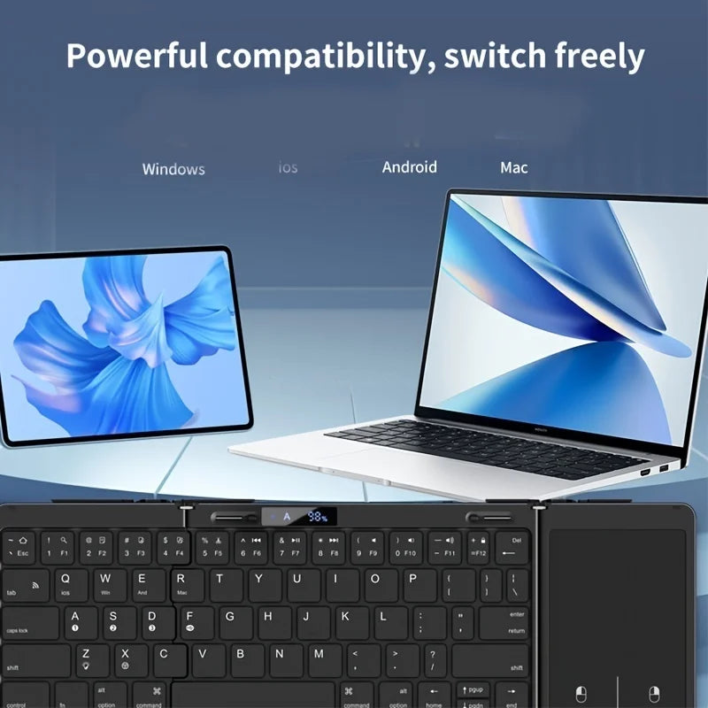 Brehn | Faltbare RGB Drahtlose Eingebautes Touchpad Hintergrundbeleuchtete Reise Tastatur