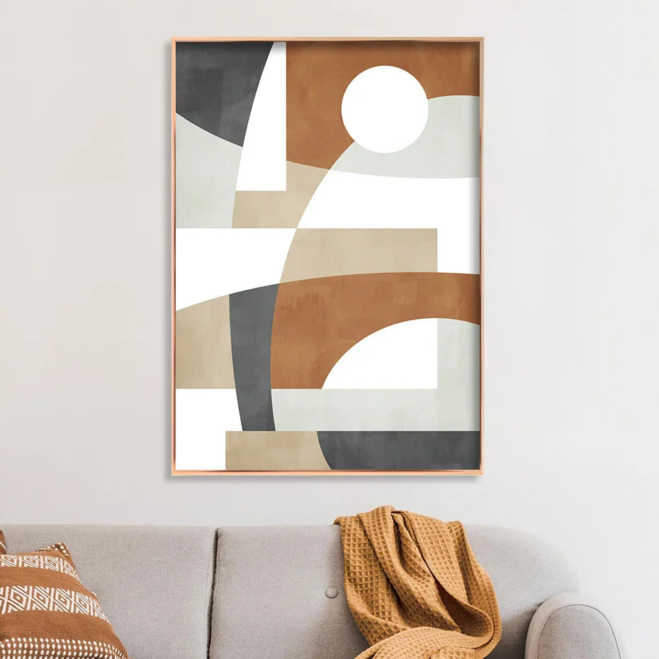 Geometrische abstrakte Farbblock-Wandkunst Feine Kunst Leinwanddrucke Neutrale Farben Bilder Für Wohnzimmer Esszimmer Home Office Dekor | Brehn