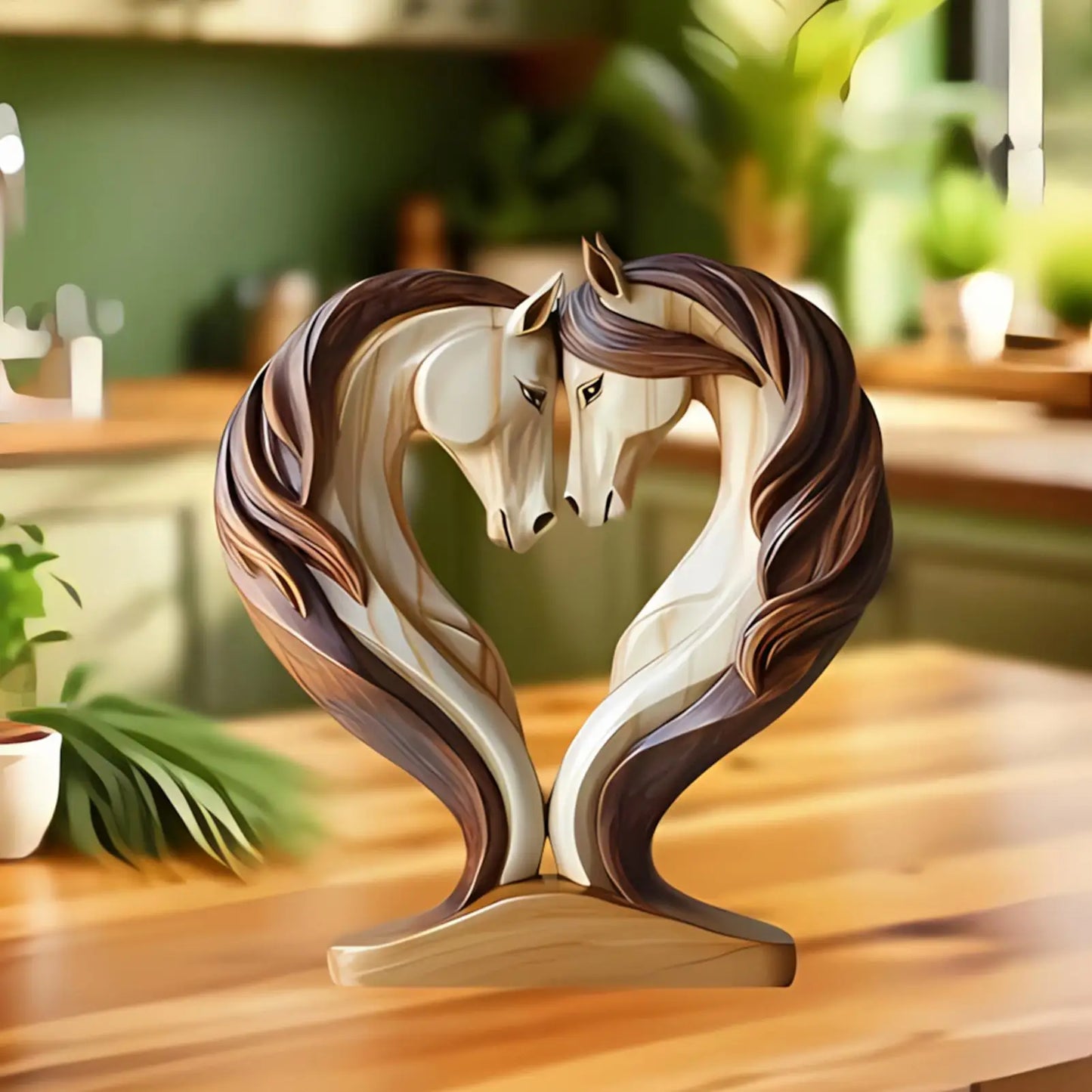 Brehn | Equora Horse Sculpture | Horse Sculpture Wood | 2D Design in Embrace Pose | Decoration for Living Room, Office & Children's Room