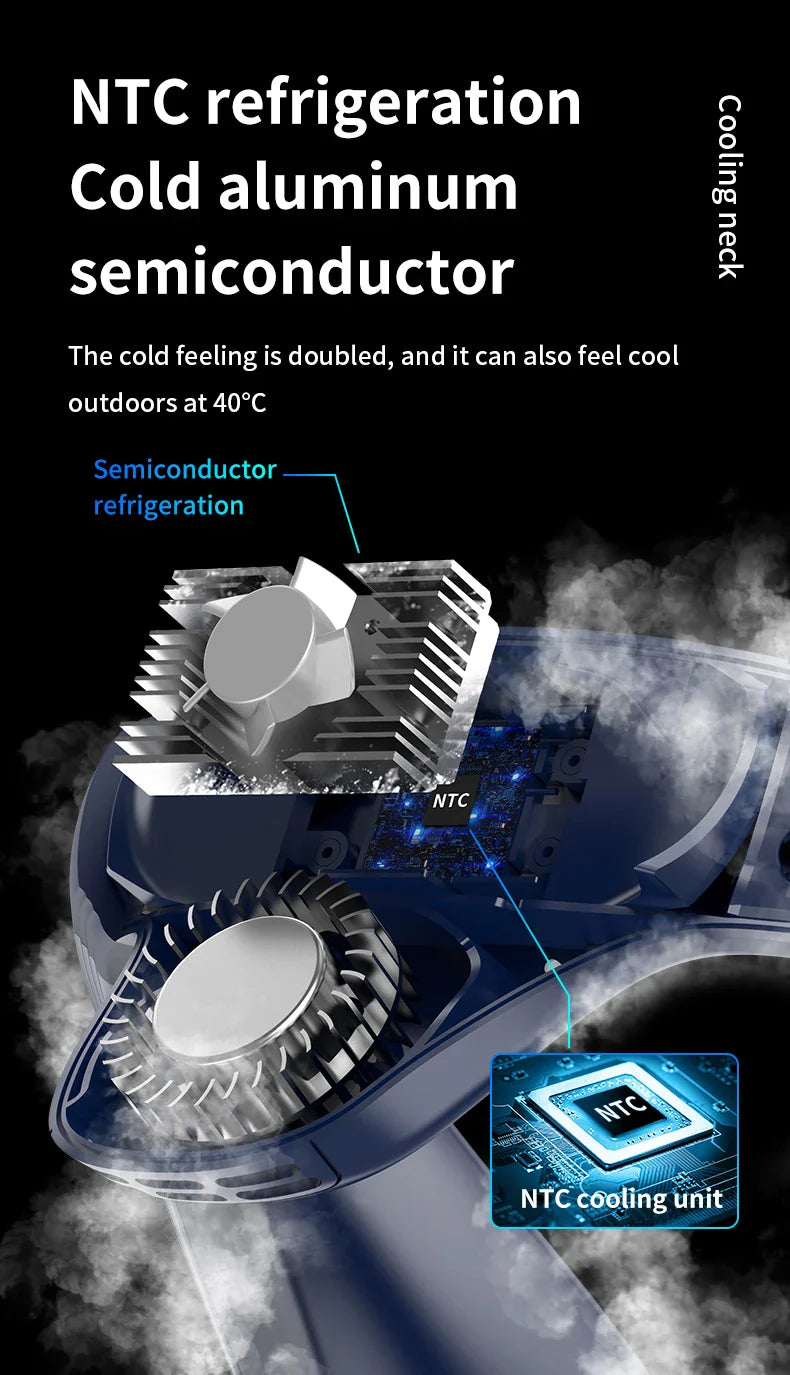 Tragbarer Halsventilator 5200mAh – Wiederaufladbarer tragbarer Halbleiter-Kühlventilator, persönlicher tragbarer Halsklimaanlage | Brehn