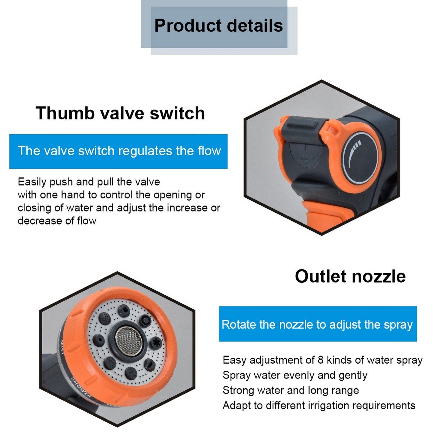VIvolux | 8-Mode Verstellbare Garten Pro Wasserpistole