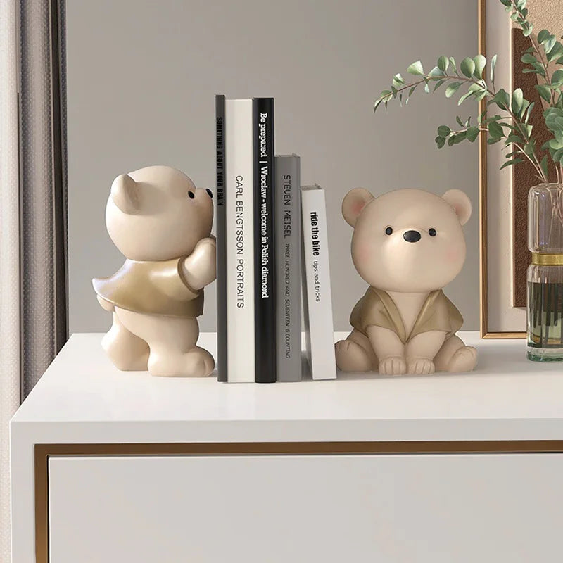 Milo Bear Buchstütze dekorative Figur in Creme-Finish | Brehn