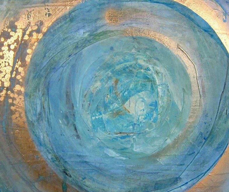 Blaue Goldene Wirbel Kreiss Wandkunst Feine Kunst Leinwanddrucke quadratisches Format Abstrakte Bilder für Wohnzimmer Schlafzimmer Home Office Kunst Dekor | Brehn