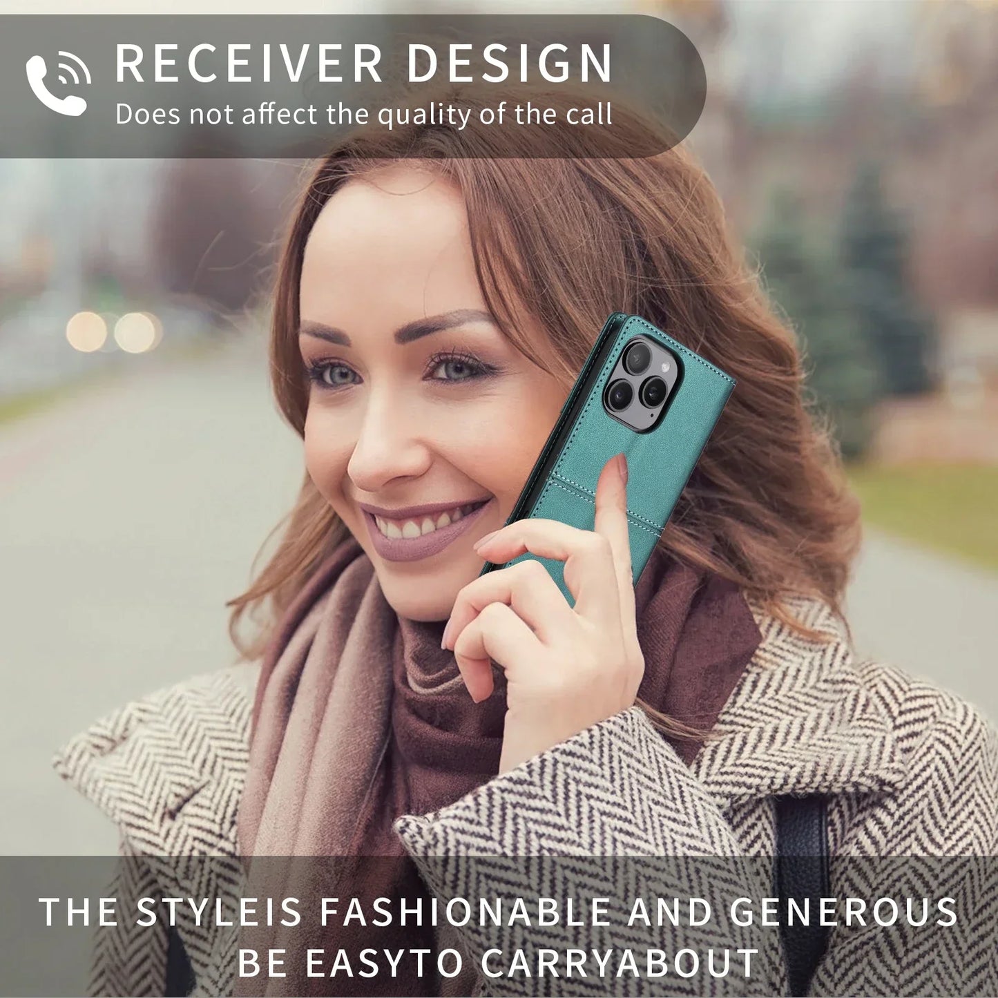 BowLift | RFID Leather iPhone 16/15 Magnetic Flip Wallet Case