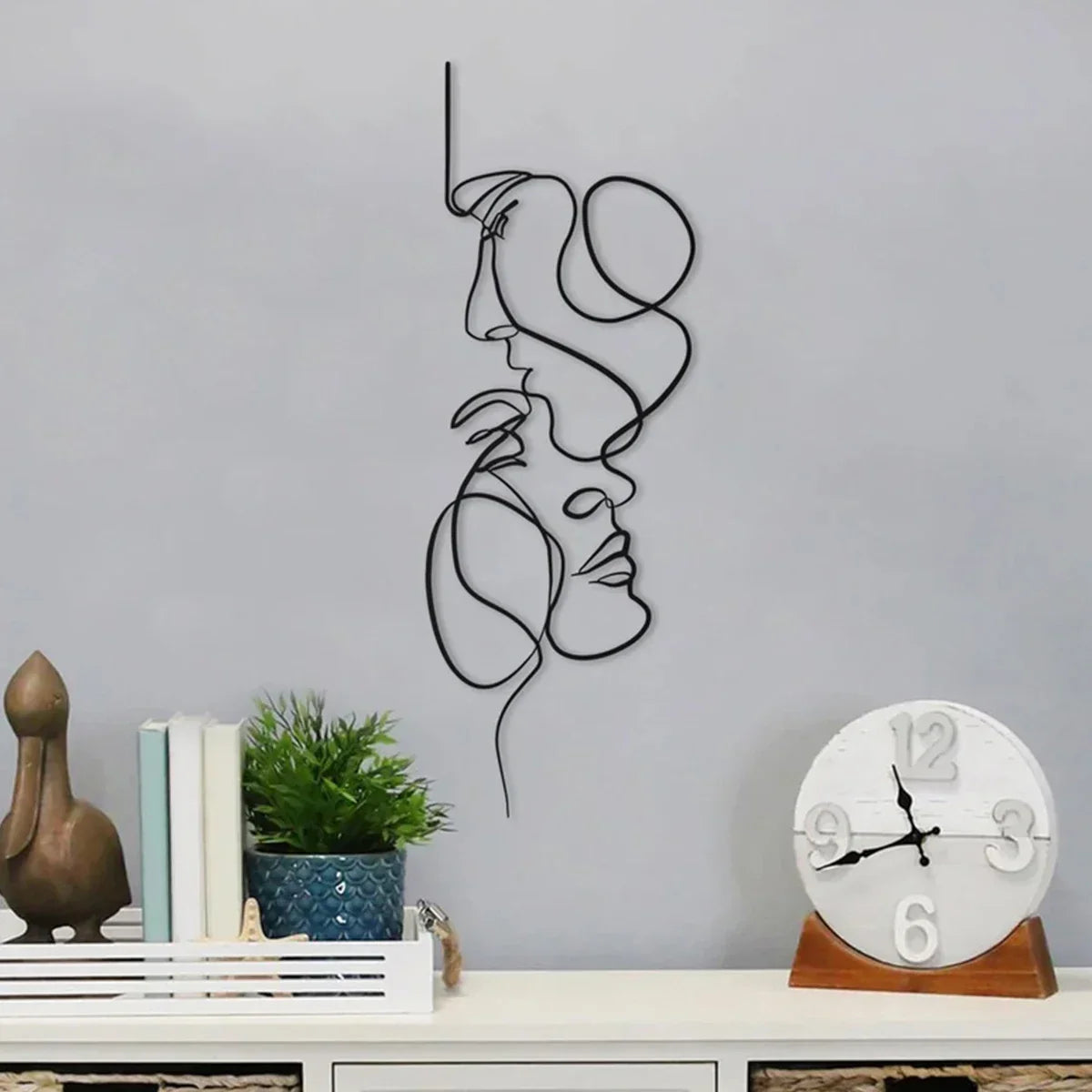 Minimalistische Verflochtene Liebende Metall Linienkunst Skulptur Wanddeko Abstrakte Nordische Hängetechnik Für Wohnzimmer Schlafzimmer Wand | Brehn