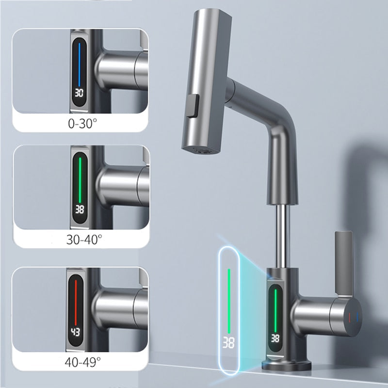 Brehn | Moderner Sleek Wasserfall Temperaturanzeige Wasserhahn