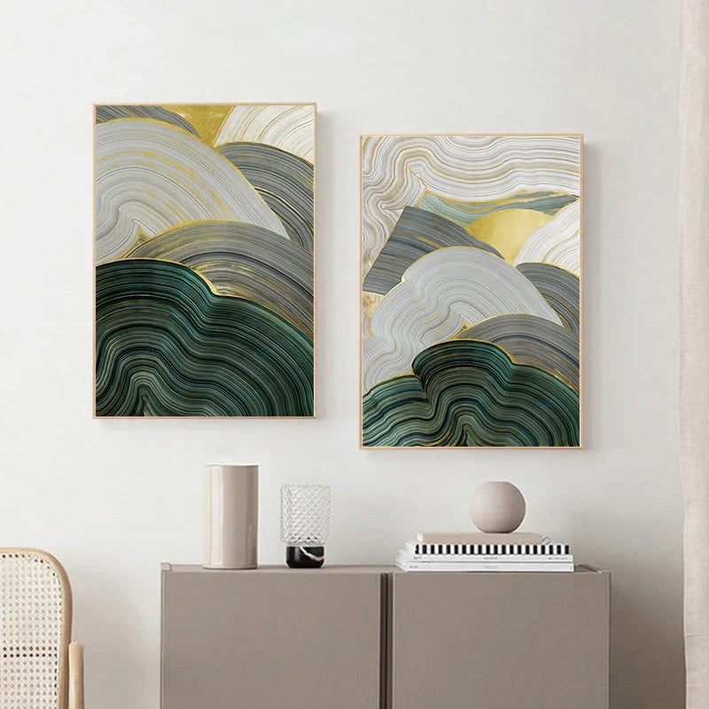 Grün Beige Grau Fließende Wirbel Abstrakte Wandkunst Feine Kunstdrucke Bilder Für Moderne Wohnung Esszimmer Wohnzimmer Kunst Dekor | Brehn