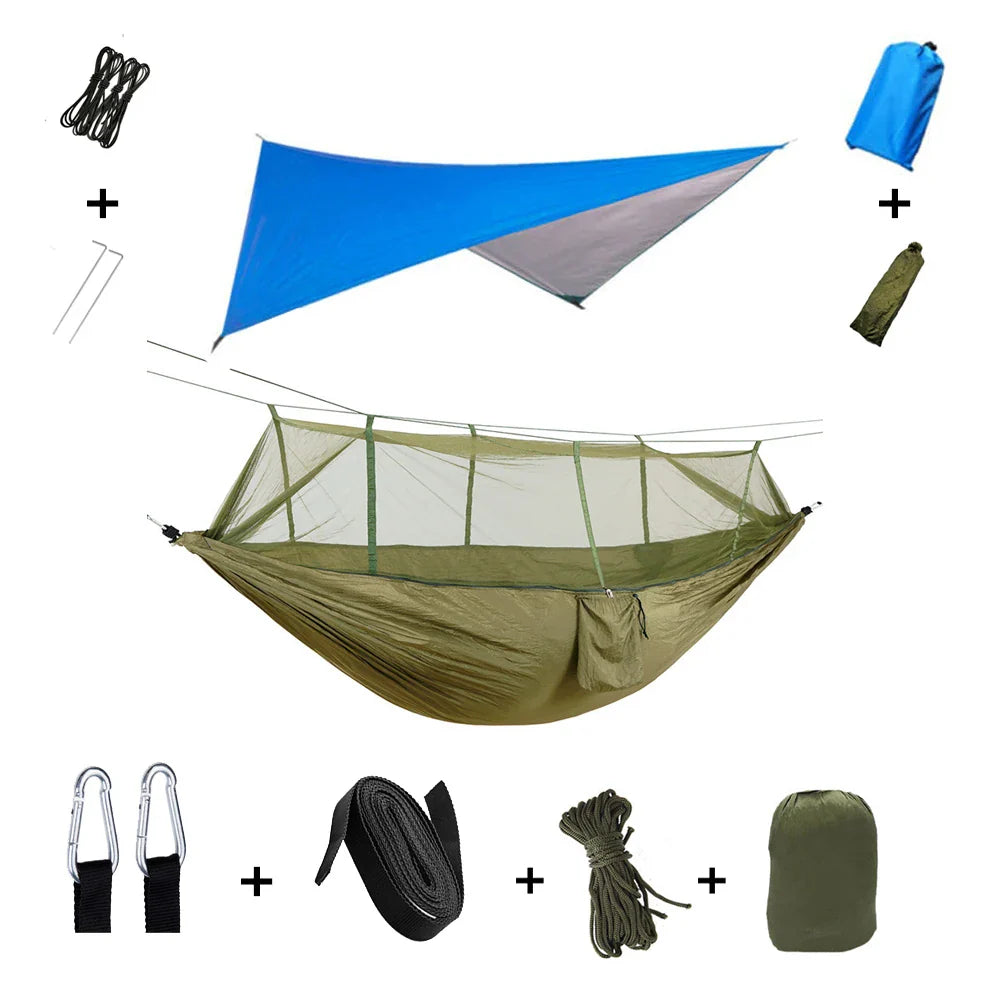 Brehn | Trekviva Camping-Hängematte | Integriertes Moskitonetz & Regendach | Ultraleicht & Reißfest | 3-in-1 Outdoor Lösung