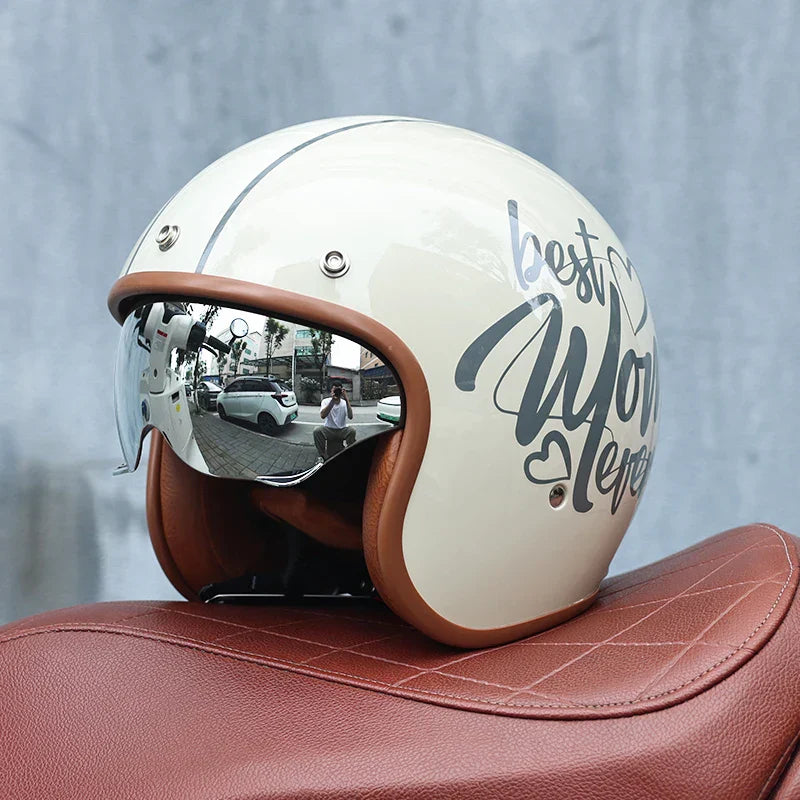 Retro-Motorradhelm 3/4-offenes Visier – Valor