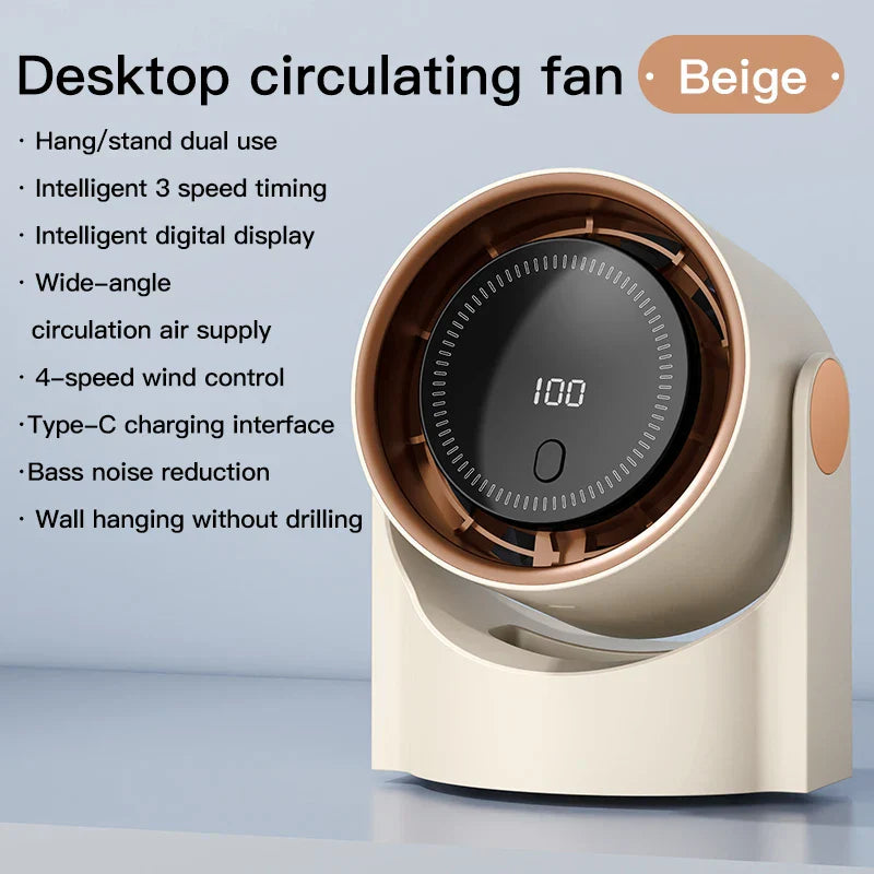 Brehn | Airiqo bladeless USB-Ventilator | 100 Stufen | Flüsterleise & energieeffizient | Tragbar & wandmontierbar