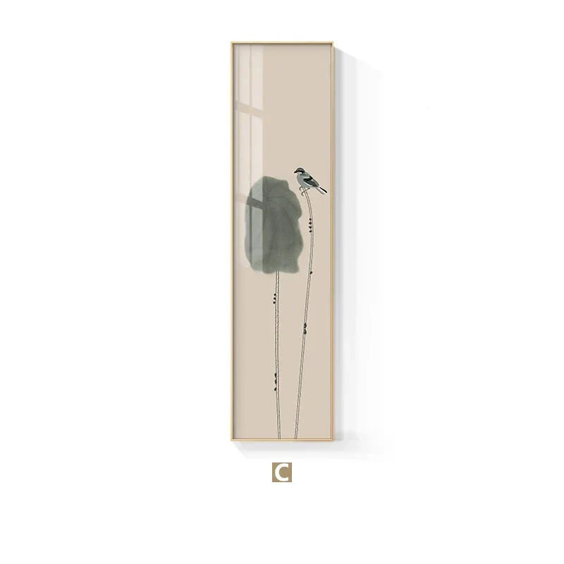 Minimalistische Blumen Vögel & Schmetterling Wandkunst Feine Kunst Leinwanddrucke Hohe Vertikale Format Bilder Für Foyer Lobby Empfangsraum Kunst Dekor | Brehn