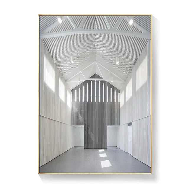 Schwarz Weiß Architektonische Innenräume Wandkunst Fine Art Leinwanddrucke Druckbilder für modernes Loft Wohnzimmer Büro Dekor | Brehn