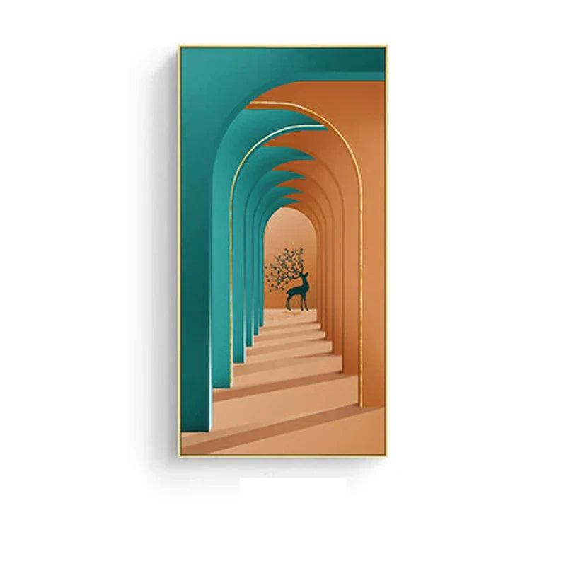 Moderne abstrakte minimalistische Bögen Architektur Wandkunst Fine Art Leinwanddrucke Bilder für Eingangsbereich Foyer Wohnzimmer Home Office Dekor | Brehn