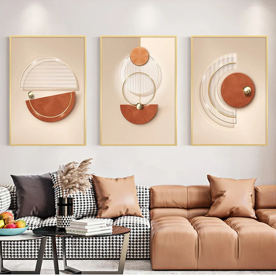 Harmonische abstrakte Geometrie moderne Ästhetik Wandkunst feine Kunst Leinwanddrucke Poster Bilder für zeitgenössisches Apartment Wohnzimmer | Brehn