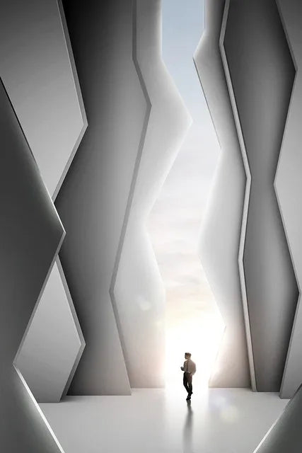 Moderne geometrische architektonische Landschaften Wandkunst Fine Art Leinwanddrucke Bilder für Studio, Home Office, Eingangsbereich Inspirierende Kunstdeko | Brehn