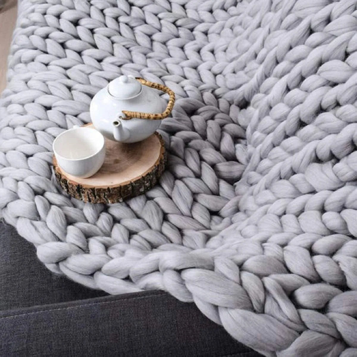 Grobstrickdecke – Kuschelige Wolldecke für jedes Zimmer – Weich und warm – Perfekt für Sofa und Bett