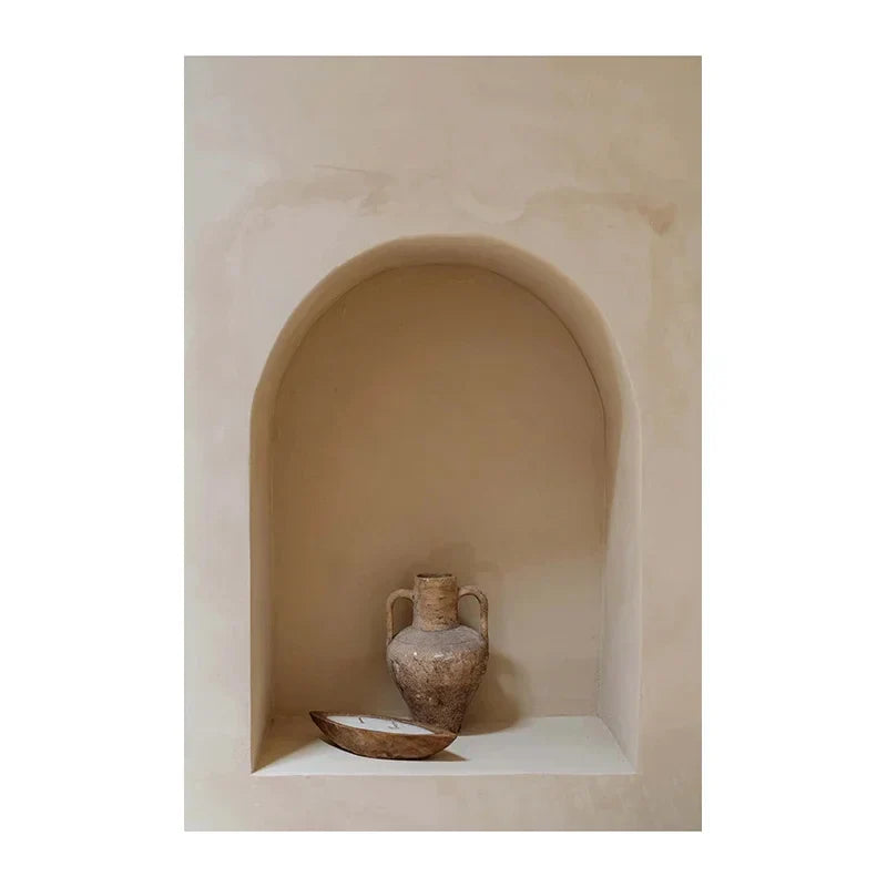 Neutrale Farben Terrakotta Stillleben Vase Wandkunst Fine Art Leinwanddrucke Poster Architekturfotos für modernes Wohnzimmer Schlafzimmer Wohnkultur | Brehn