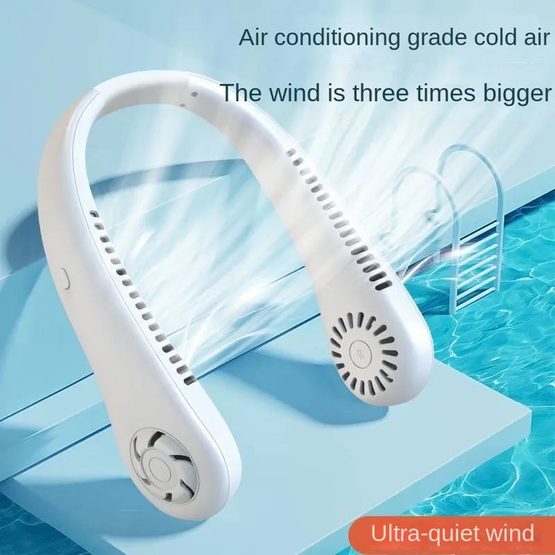Bleib überall cool mit 1PC neuem Mini-Nacken tragbarem bladeless hängenden Nackenventilator - lange Akkulaufzeit, wiederaufladbar, 3-Geschwindigkeits-Luftkühler für den Sommer-Sport | Brehn