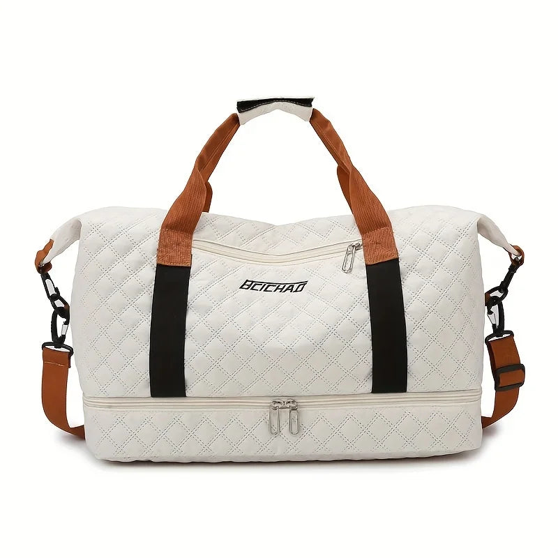 Brehn | Travessia Reisetasche mit Schuhfach | Große Kapazität & Rautenmuster | Nylon Wochenendtasche für Sport, Kurzreisen & den Alltag