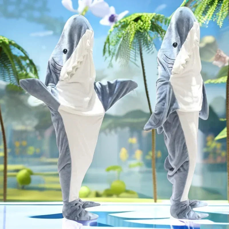 Snuggly Shark Gemütlicher Kapuzen-Einteiler Brehnanket