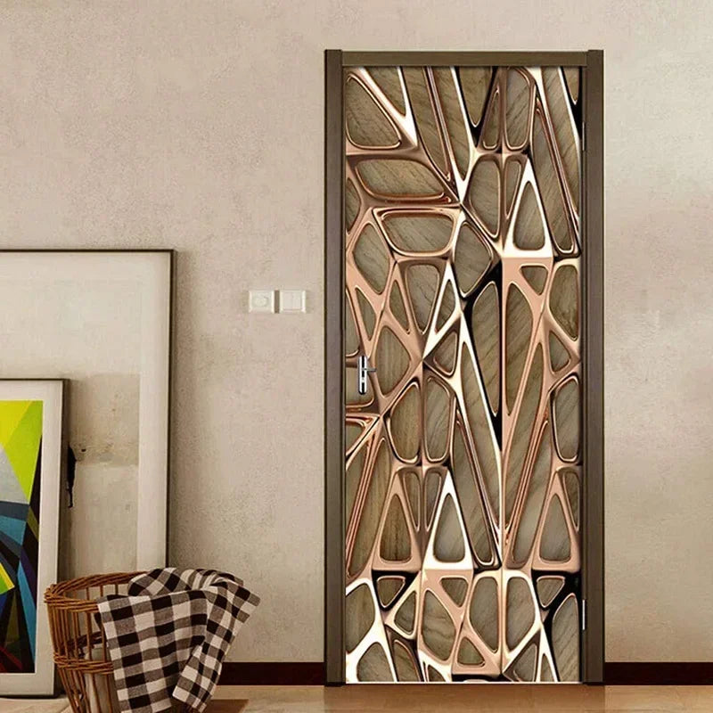 Moderne abstrakte Perlen geometrische Türaufkleber Mural abnehmbar PVC Vinyl Peel N Stick Wandkunst Mural Dekor für Innentüren Kreative DIY Wohnkultur | Brehn