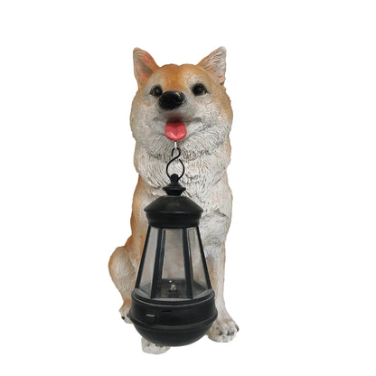 Solarbetriebene Außenharz Hundestatue Lampe | Brehn