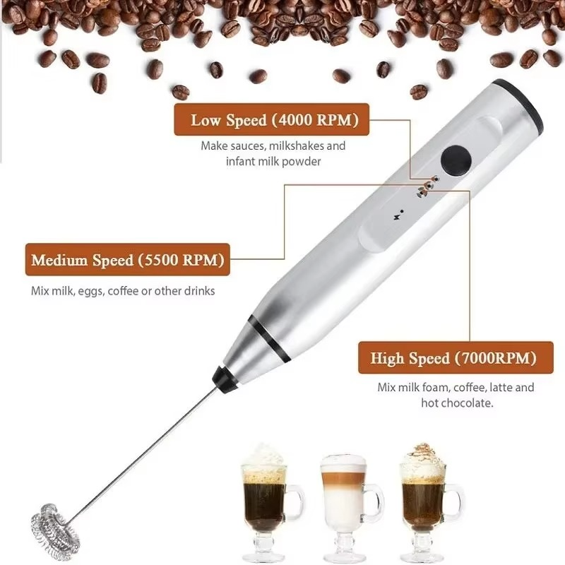 Tragbarer elektrischer USB-Milchaufschäumer, Handkaffeebesen und Mini-Lebensmittelmixer