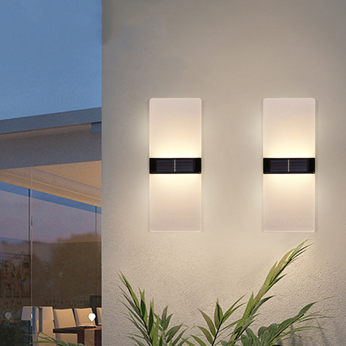 Kacela - Solar Outdoor Modern Milk Shade Wall Light Set | Brehn
