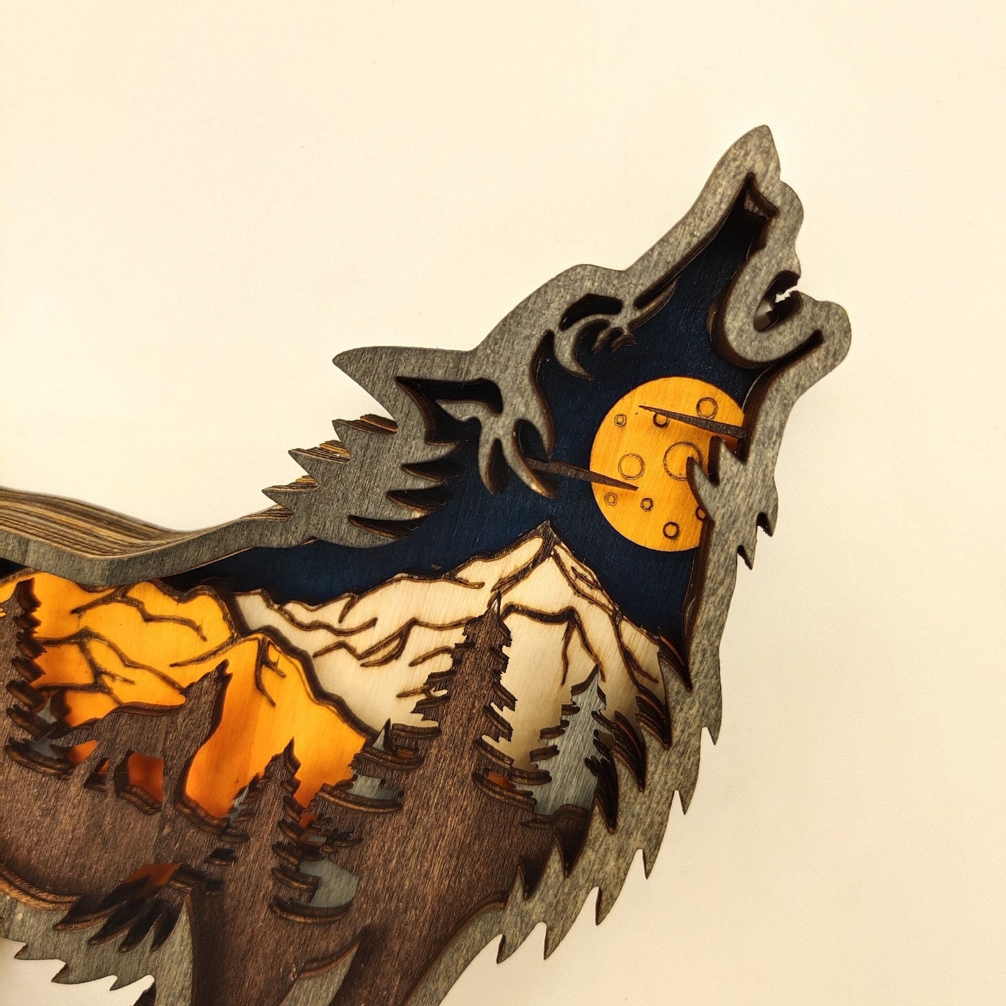 Nightglow Holz Handwerk Wolf Dekor