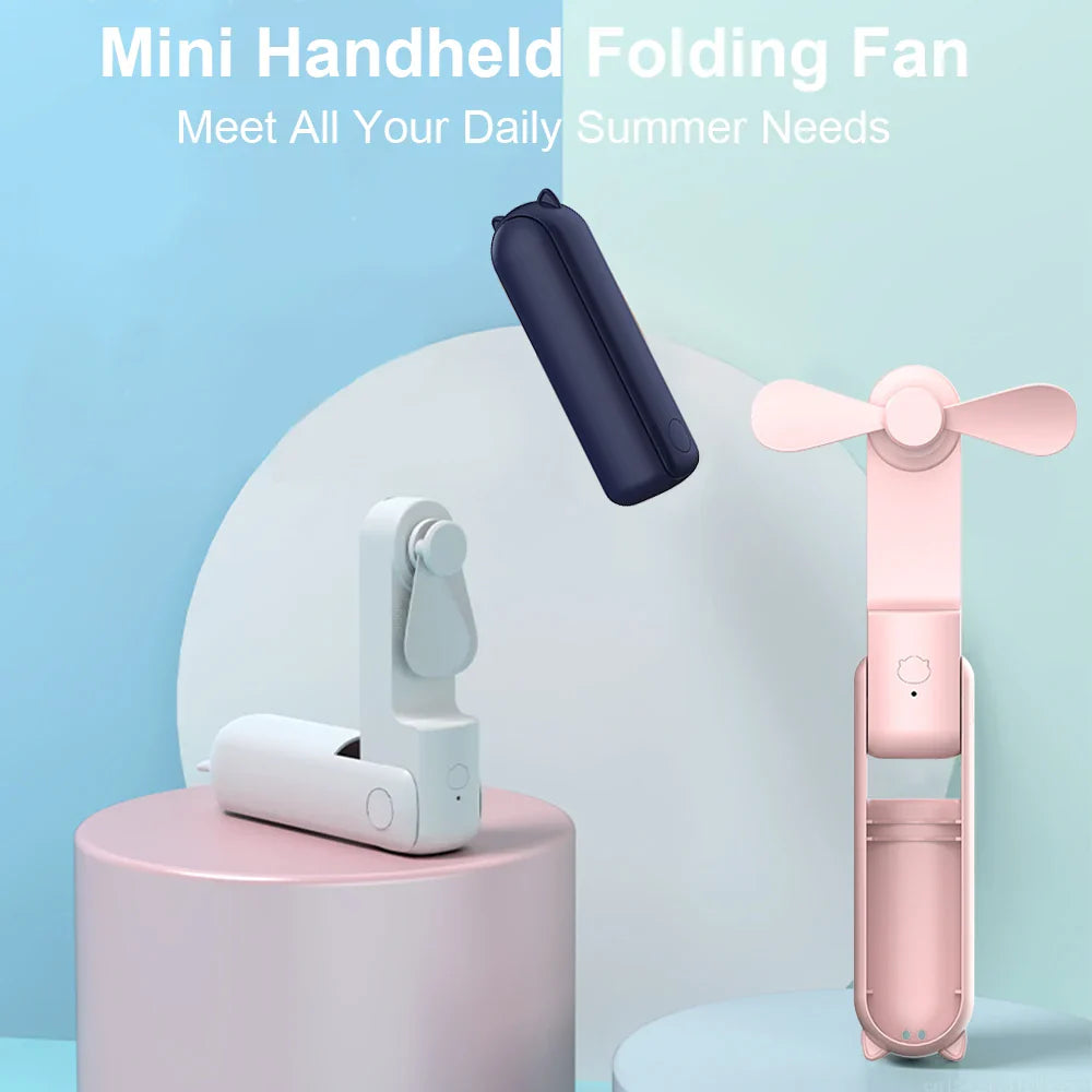 Tragbarer Mini-Handventilator – Wiederaufladbarer faltbarer Taschenventilator mit Batterie, kühlender Handventilator und Powerbank-Funktion | Brehn