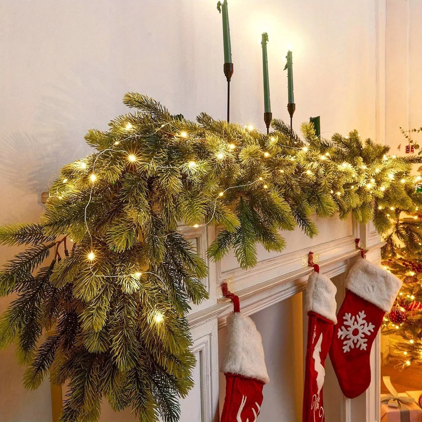 Brehn | LightLux | Künstlicher Kieferngirlande mit LED-Beleuchtung