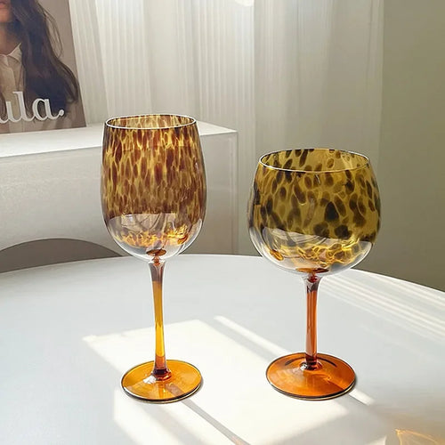 Brehn | Vintage Amber Leopard-Print Weinglas
