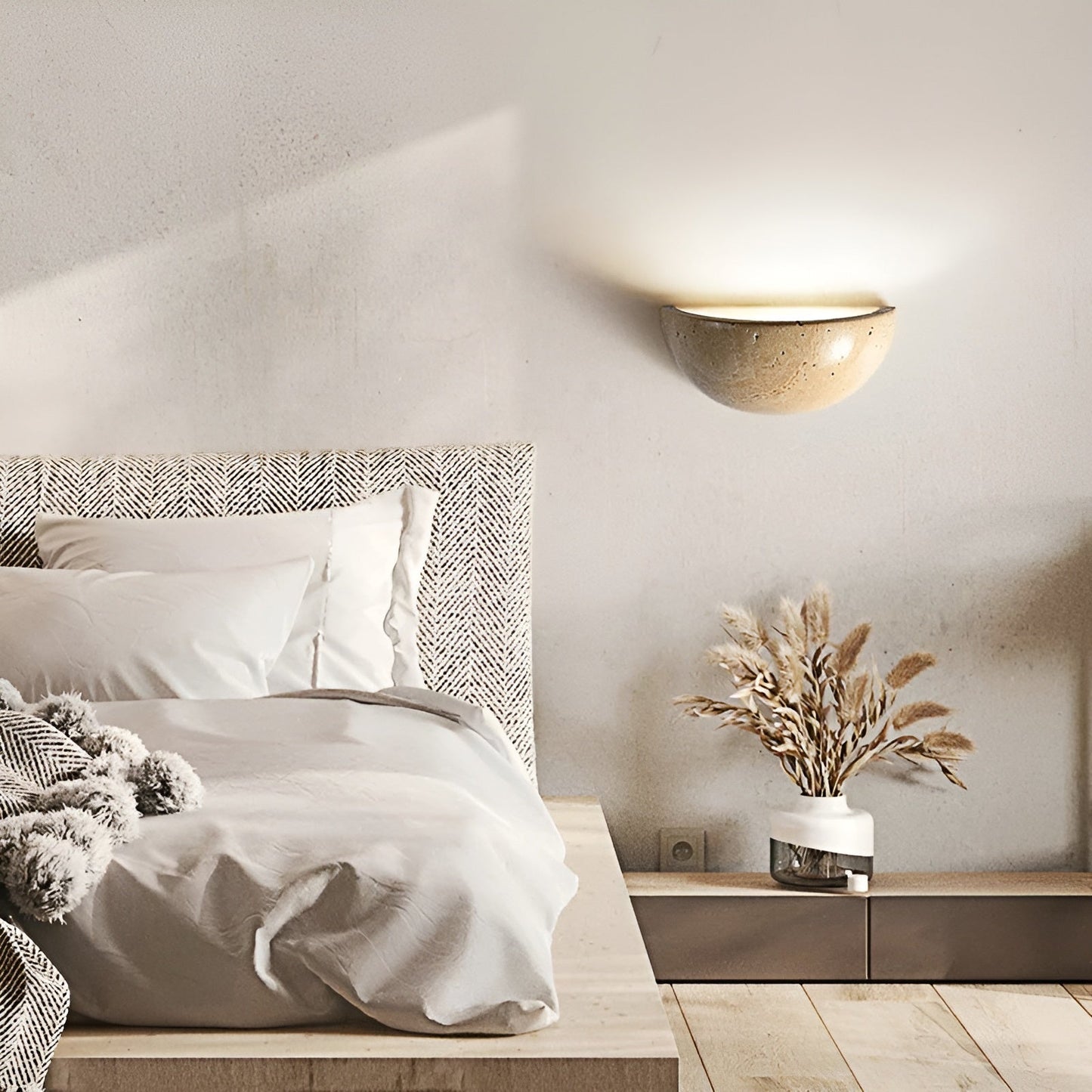 Halb-Runde LED Wabi-Sabi Wandlampe - ZenGlow | Brehn