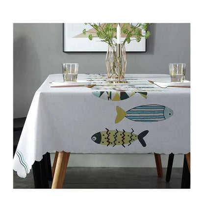 Brehn | Rechteckige Fleckenresistente Tischdecke mit aquatischem Motiv