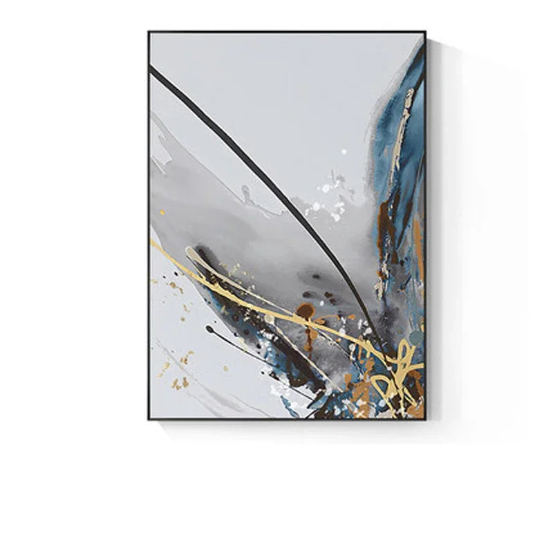 Moderne abstrakte florale Wandkunst Fine Art Leinwanddrucke blaue graue botanische Bilder für Wohnzimmer Schlafzimmer Wandkunst Dekor