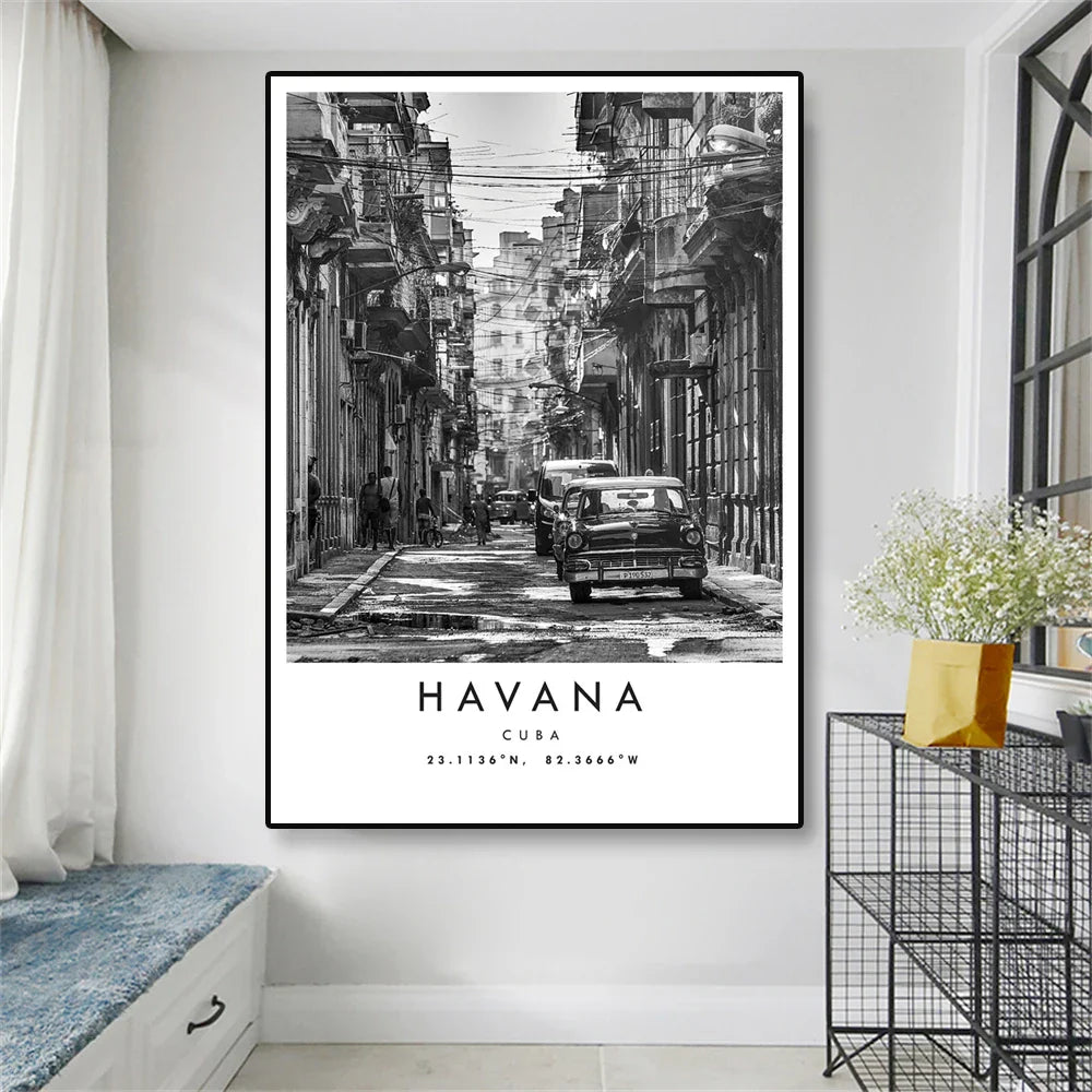 Cuba Havana Schwarz & Weiß Reiseplakat Wandkunst Feine Kunst Leinwanddrucke Bilder Für Wohnzimmer Esszimmer | Brehn