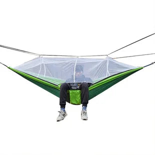 OutdoorRelax Hängematte mit Moskitonetz und Schnellverschluss – 200 kg Tragfähigkeit | Brehn