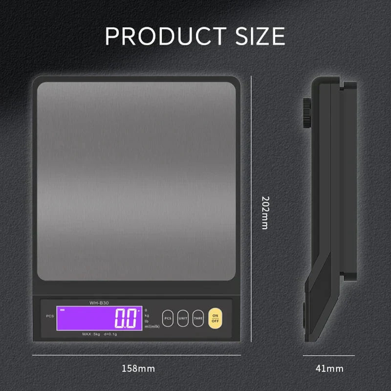 Brehn | 5 kg/0,1 g und 10 kg/1 g digitale elektronische Küchenwaage, LCD-Display, voll wasserdichtes Edelstahl-Waagetool zum Backen
