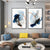 Modern Abstract Breite Stroke Wandkunst Feine Kunst Leinwanddrucke Blau Beige Mit Hinweisen Auf Orange Goldene Nordische Bilder Für Wohnzimmer Dekor | Brehn