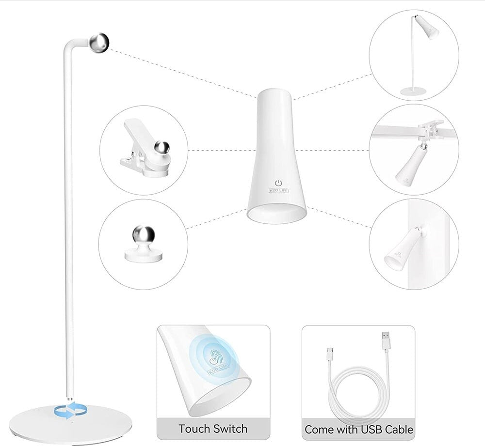 VIvolux | Shiny Orbit wiederaufladbare Rotierende Schreibtischlampe