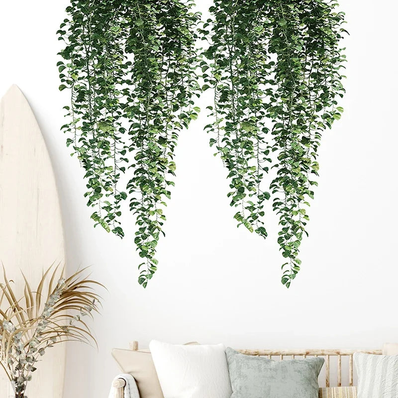 Realistische grüne Ranken Wandaufkleber 54x105cm grüne Blätter Wandsticker abnehmbar abziehbar und aufkleber PVC Vinyl Wandmural für kreative DIY Wohnkultur | Brehn