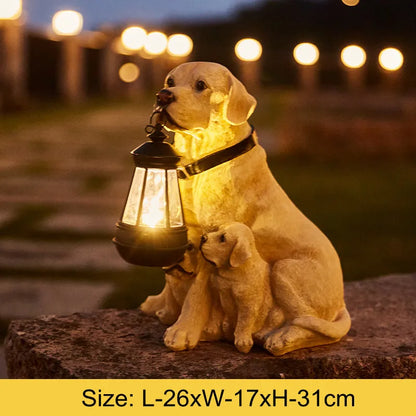 Solarbetriebene Außenharz Hundestatue Lampe | Brehn