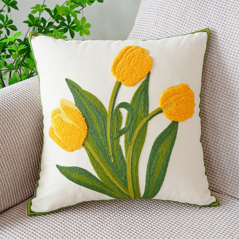 Bestickter Tulpenkissenbezug | Brehn