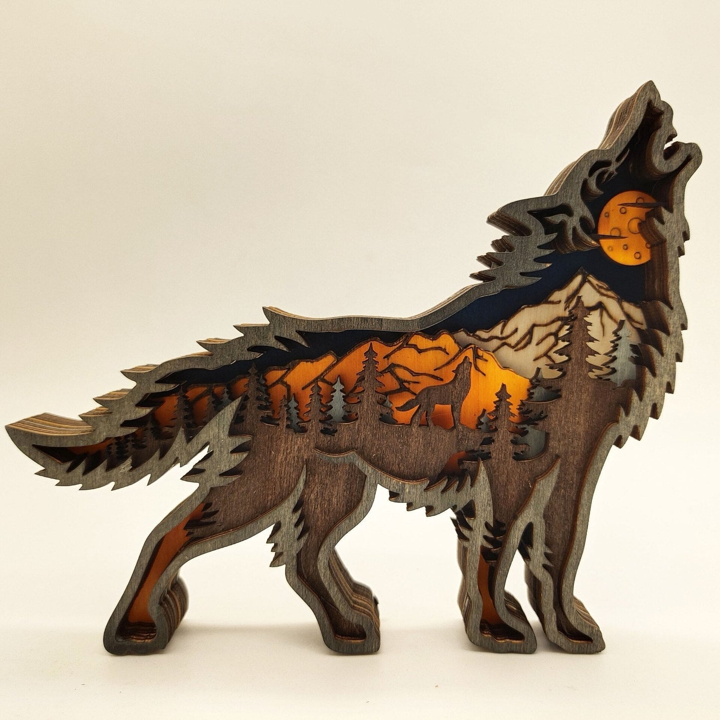 Brehn | Nightglow Holz Handwerk Wolf Dekoration